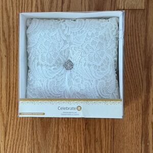 Celebrate It White Lace Pillow with Rhinestone Accent